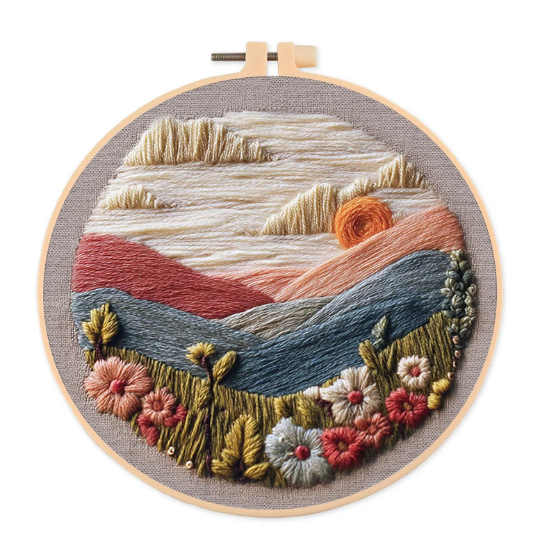 Rubbyoo Embroidery Kit - Charming Mountain | Unique Housewarming Gifts | Perfect For Desk Decor - 20*20cm - image 1