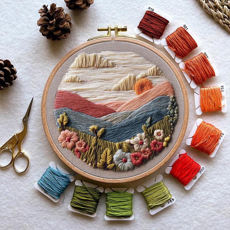 Rubbyoo Embroidery Kit - Charming Mountain | Unique Housewarming Gifts | Perfect For Desk Decor - image 2