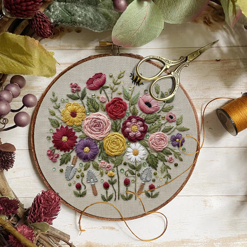 Rubbyoo Embroidery Kit - Fantastic Flower | Floral Room Ornament | Handmade Birthday Gifts - image 2