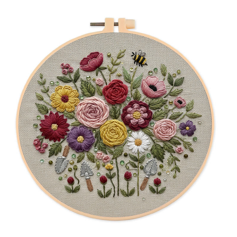 Rubbyoo Embroidery Kit - Fantastic Flower | Floral Room Ornament | Handmade Birthday Gifts - 20*20cm - image 1