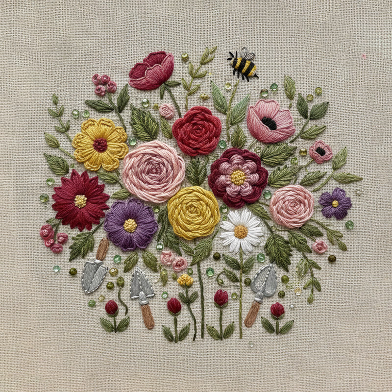 Rubbyoo Embroidery Kit - Fantastic Flower | Floral Room Ornament | Handmade Birthday Gifts - image 8