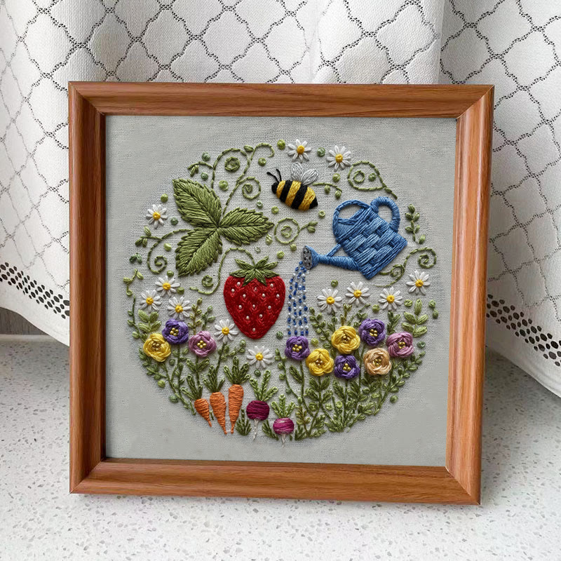 Rubbyoo Embroidery Kit - Vibrant Garden | Diy Stitch Hoop Art | Unique Decorative Craft  - Embroidery Kit Plus An Extra Frame - image 12