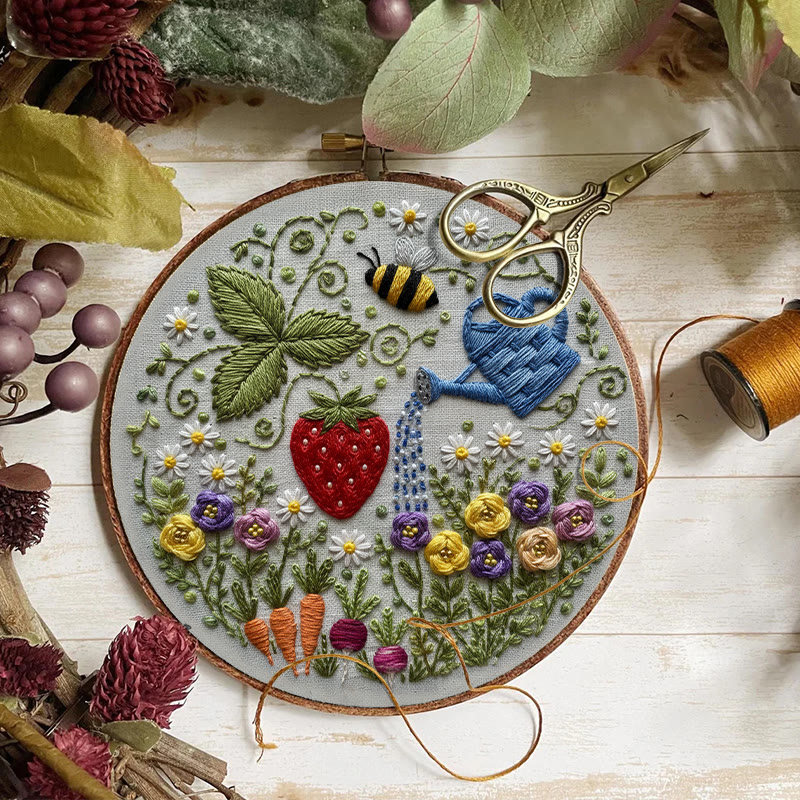 Rubbyoo Embroidery Kit - Vibrant Garden | Diy Stitch Hoop Art | Unique Decorative Craft  - image 2