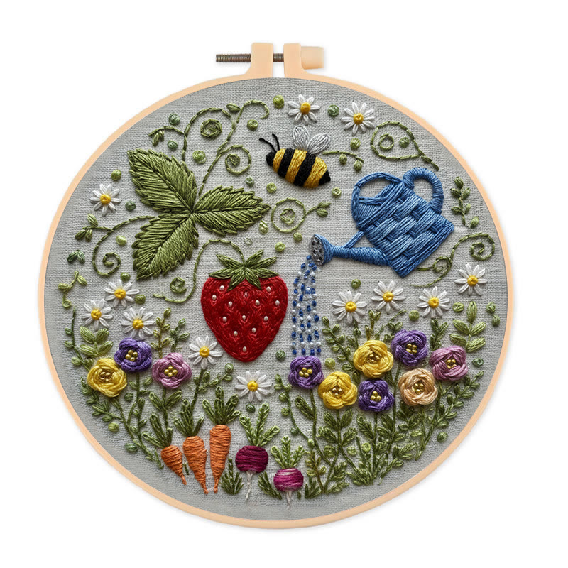 Rubbyoo Embroidery Kit - Vibrant Garden | Diy Stitch Hoop Art | Unique Decorative Craft  - 20*20cm - image 1