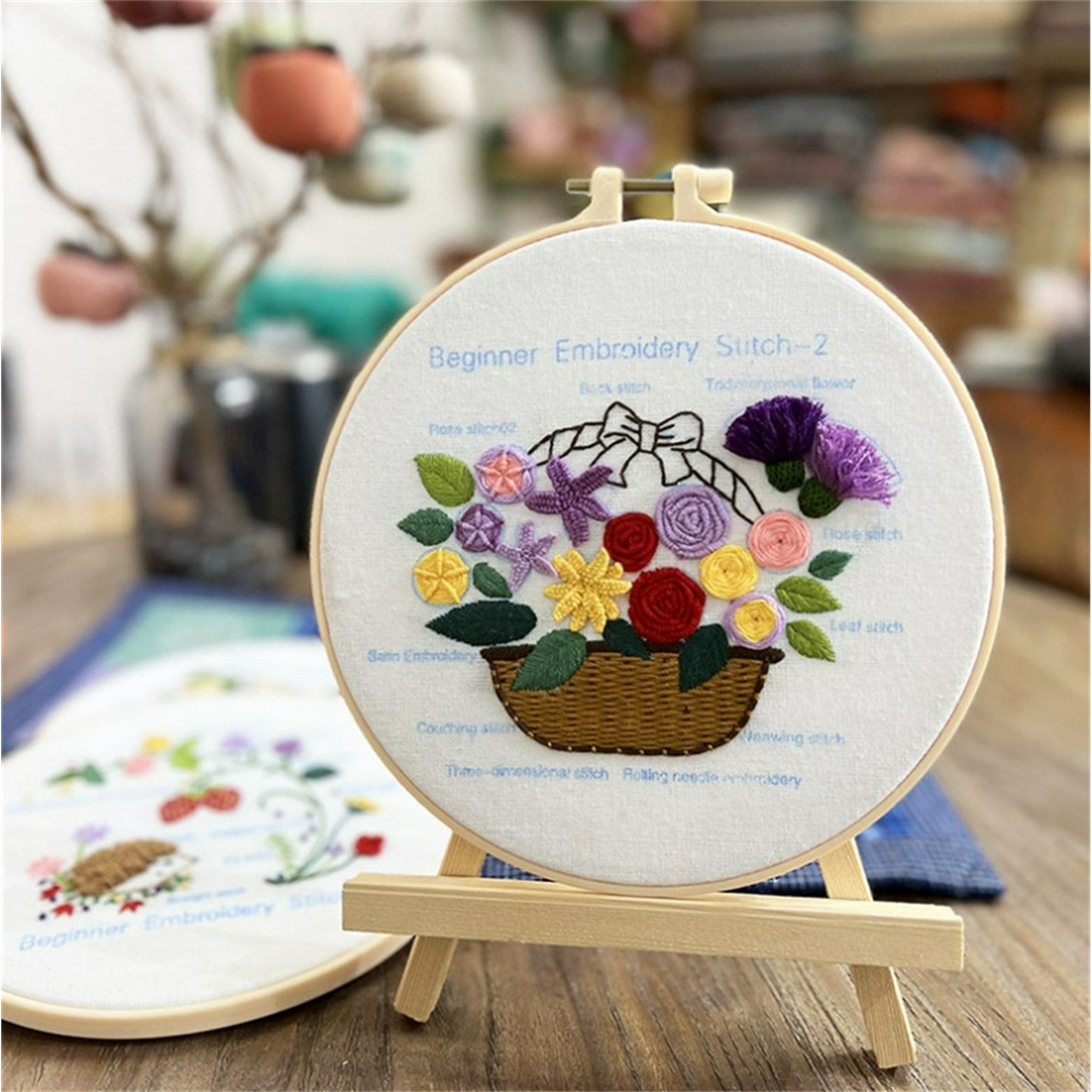 Rubbyoo 3-piece Embroidery Starter Kit - Floral Animal Handicraft | Easy Stitch Art For  Beginner  - image 3