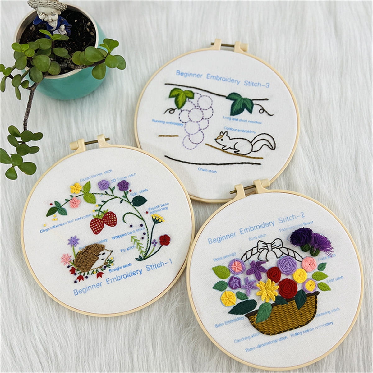 Rubbyoo 3-piece Embroidery Starter Kit - Floral Animal Handicraft | Easy Stitch Art For  Beginner  - image 2