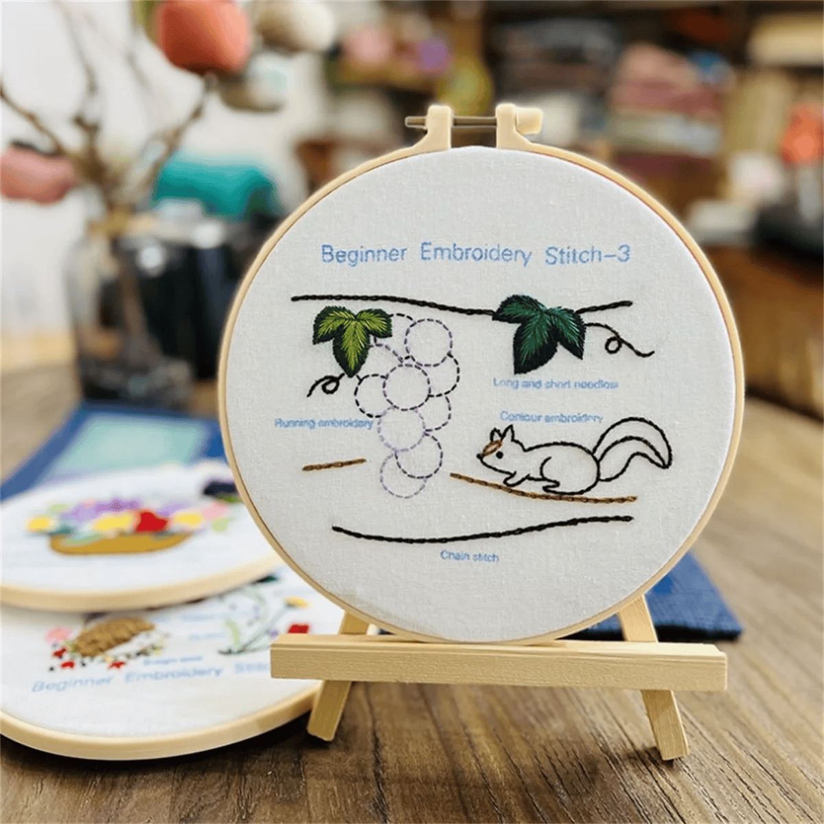 Rubbyoo 3-piece Embroidery Starter Kit - Floral Animal Handicraft | Easy Stitch Art For  Beginner  - image 6