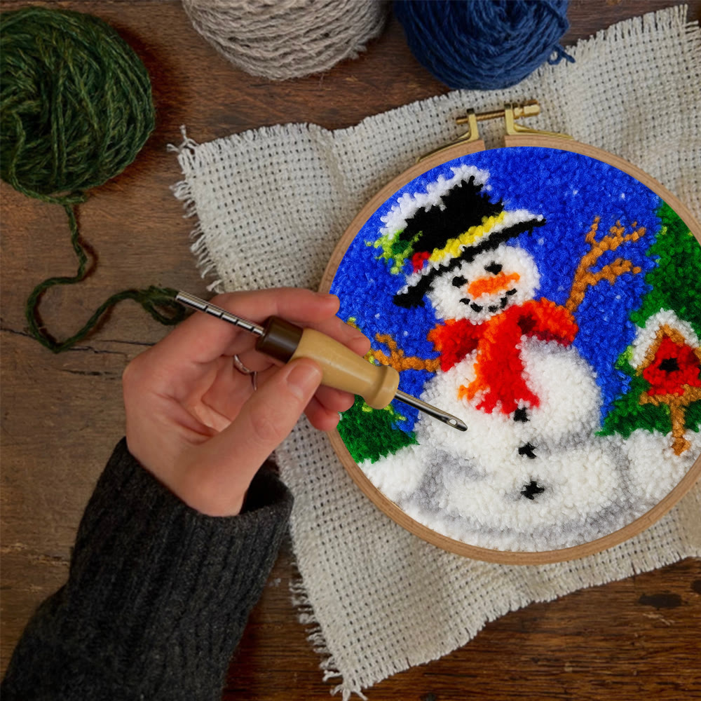 Happy Snowman Punch Needle Kit - Diy Christmas Coaster | Perfect Holiday Present  - image 4