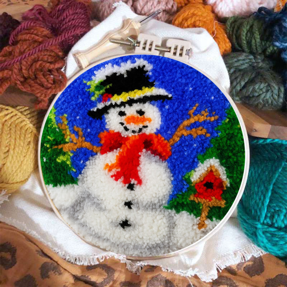 Happy Snowman Punch Needle Kit - Diy Christmas Coaster | Perfect Holiday Present  - image 2
