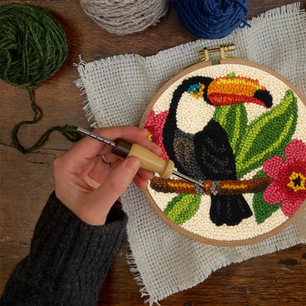Toucan Bird Punch Needle Kit - Diy Animal Hoop Art | Nice Gifts For Bird Lovers  - image 8
