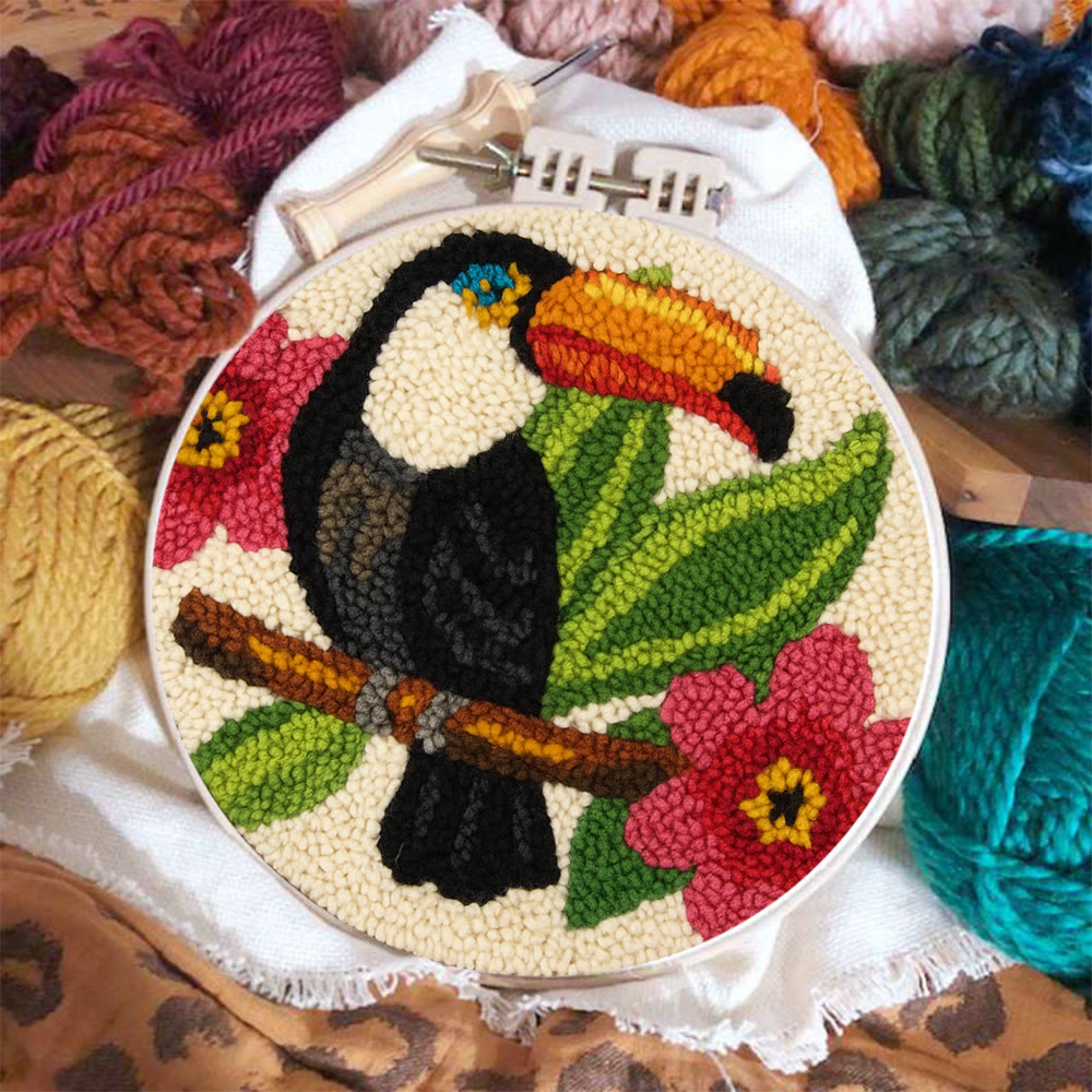 Toucan Bird Punch Needle Kit - Diy Animal Hoop Art | Nice Gifts For Bird Lovers  - image 3