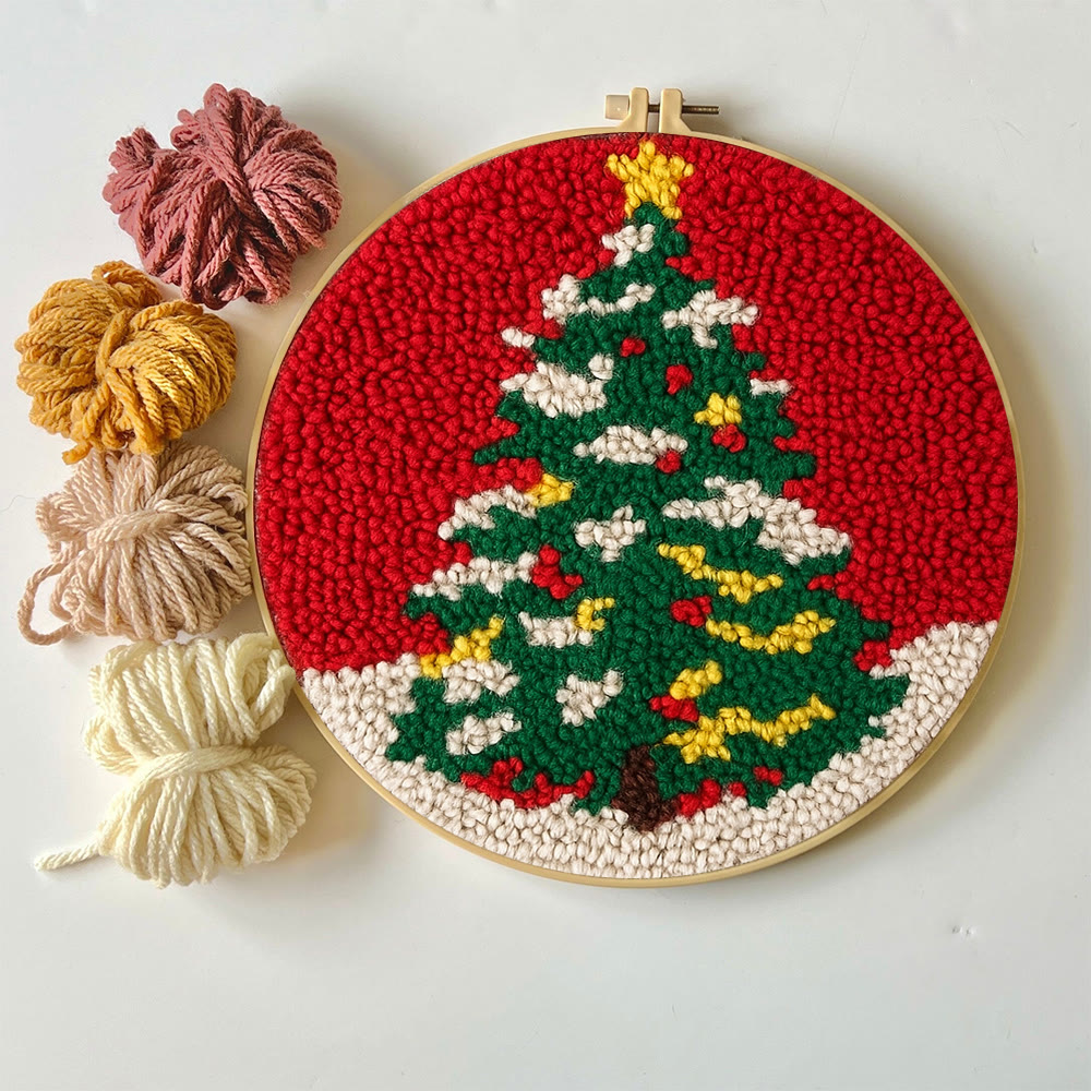 Shiny Christmas Tree Punch Needle Kit - Diy Christmas Needle Art  | Nice Handmade Craft For Kid - image 2