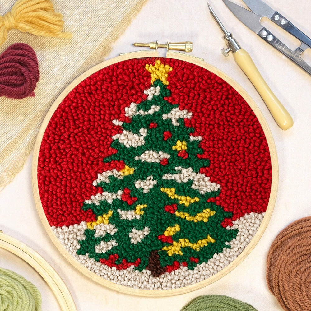 Shiny Christmas Tree Punch Needle Kit - Diy Christmas Needle Art  | Nice Handmade Craft For Kid - image 4