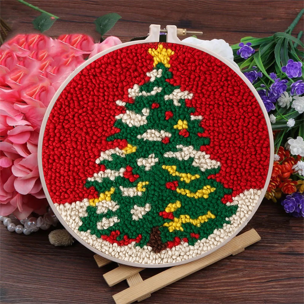 Shiny Christmas Tree Punch Needle Kit - Diy Christmas Needle Art  | Nice Handmade Craft For Kid - image 3