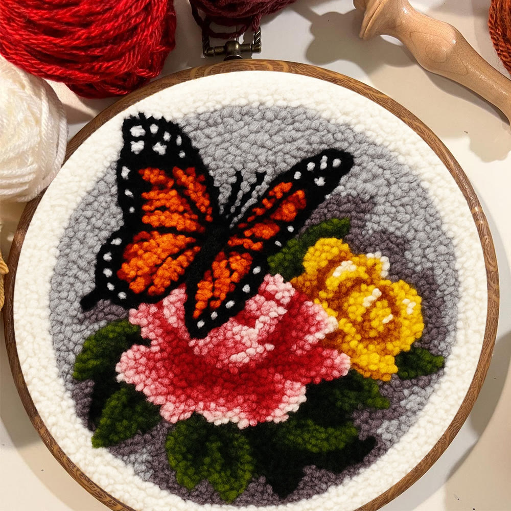 Fascinating Butterfly Punch Needle Kit - Charming Floral Craft | Perfect Handmade Gift For Her - image 3