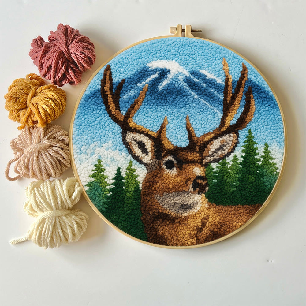King Of Milu Deer Punch Needle Kit - Diy Animal Handmade Craft | Perfect Art For Home Decor - image 2