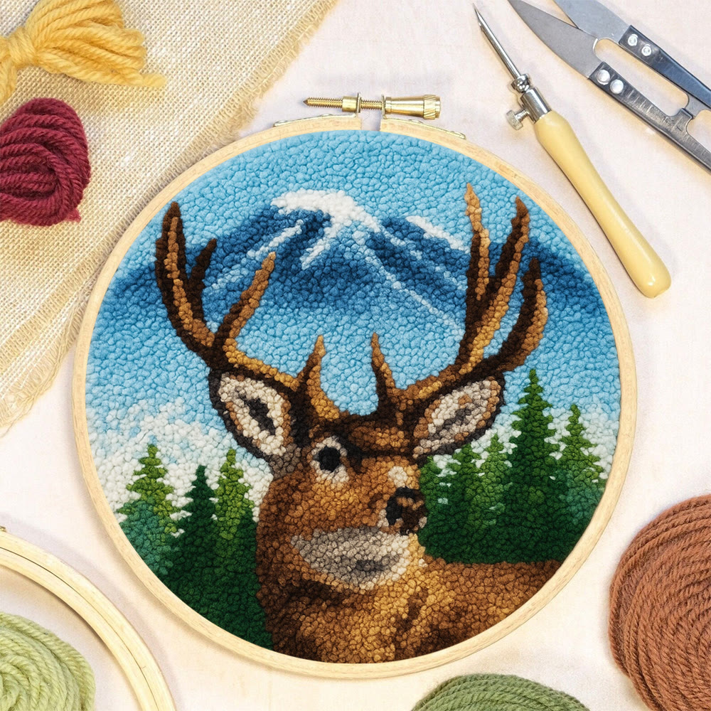 King Of Milu Deer Punch Needle Kit - Diy Animal Handmade Craft | Perfect Art For Home Decor - image 3