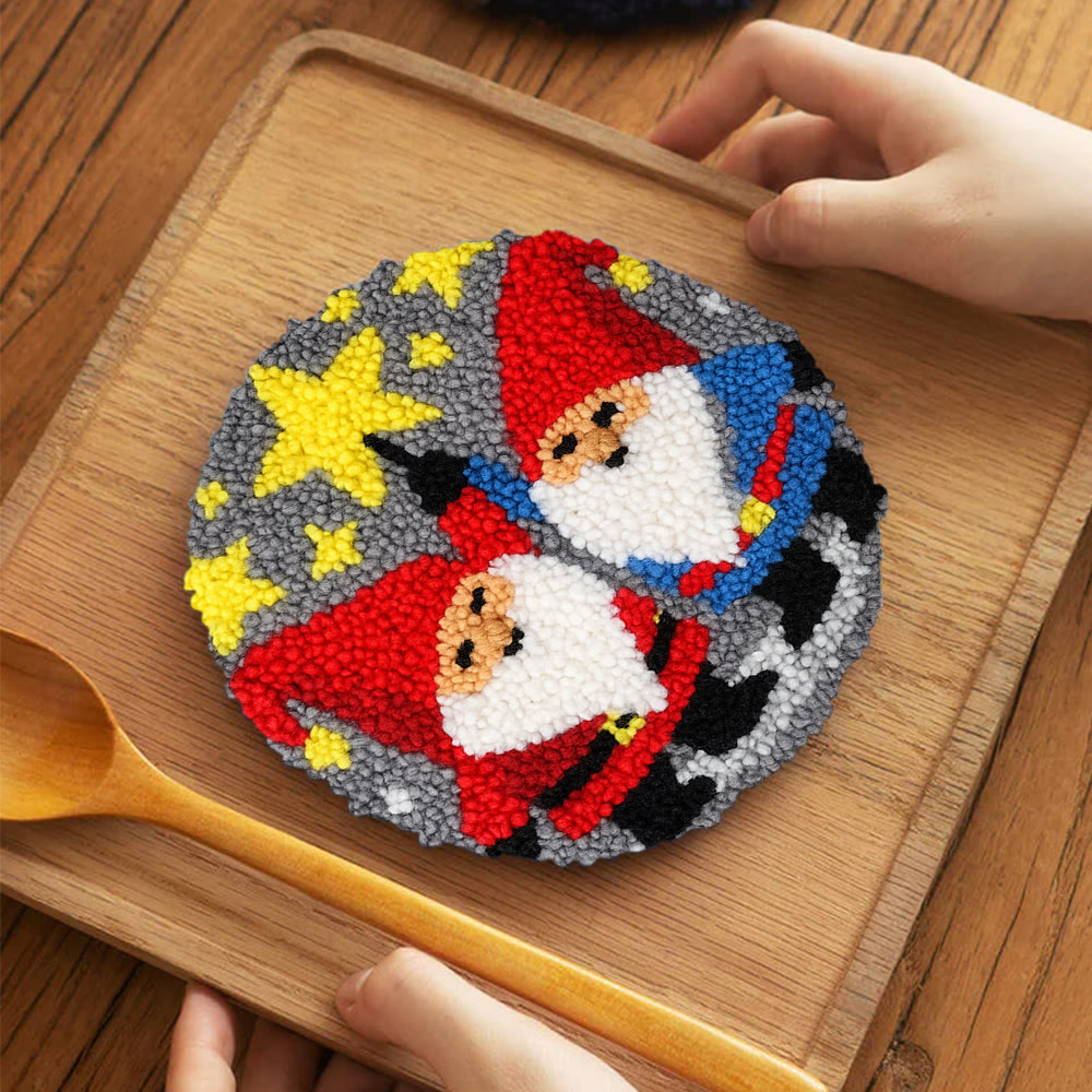 Starry Night Gnomes Punch Needle Kit - Diy Christmas Coaster | Perfect Craft For Beginner  - 5 inch Coaster Kit - image 10