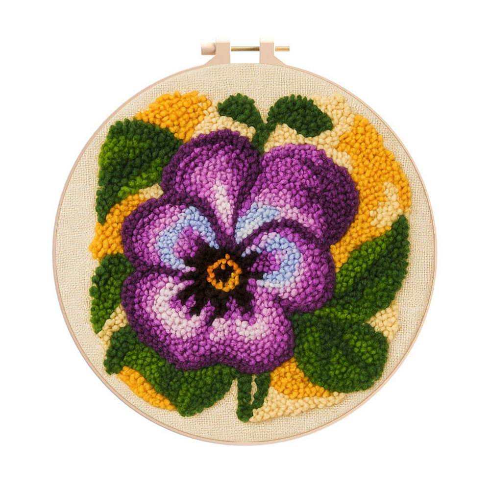 Purple Flower Punch Needle Kit - Stunning Flower Craft | Diy Handmade Craft For Mom - 8 inch Hoop Kit - image 1