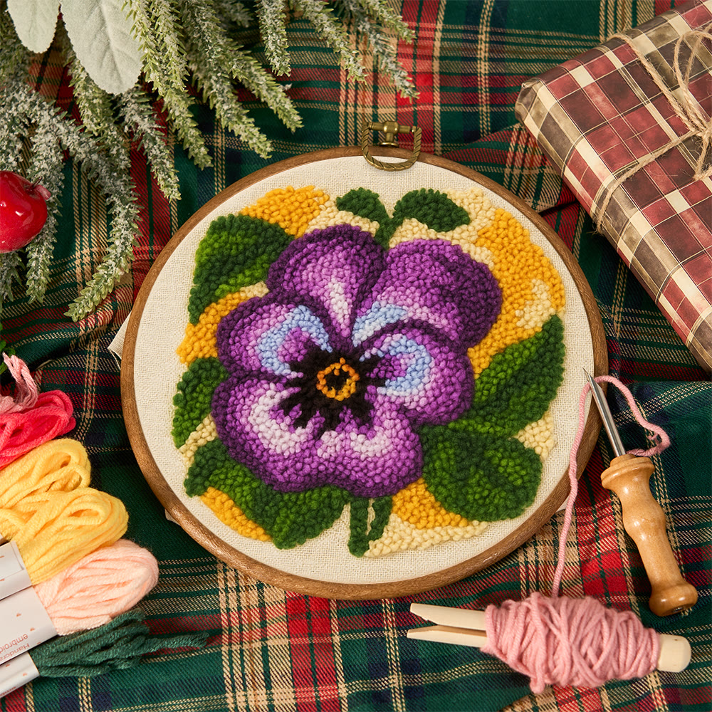 Purple Flower Punch Needle Kit - Stunning Flower Craft | Diy Handmade Craft For Mom - image 3