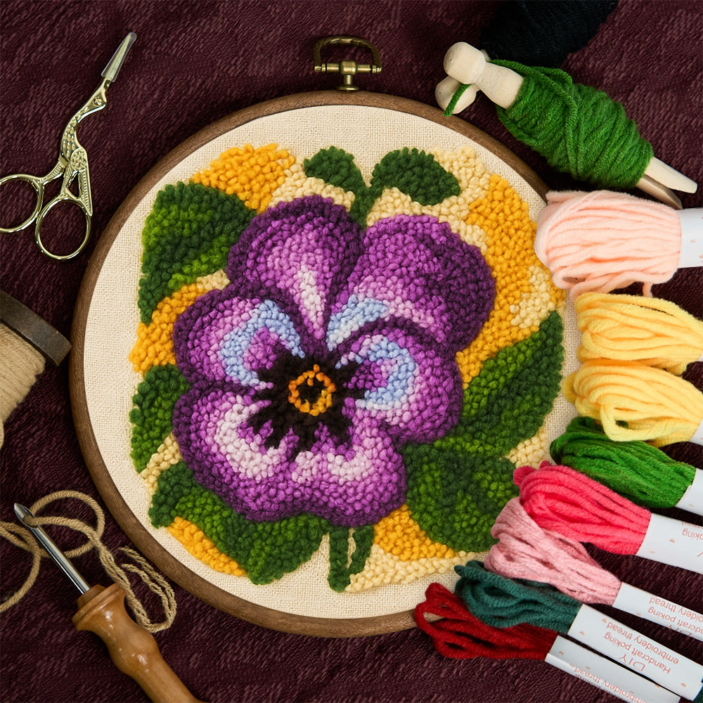Purple Flower Punch Needle Kit - Stunning Flower Craft | Diy Handmade Craft For Mom - image 2