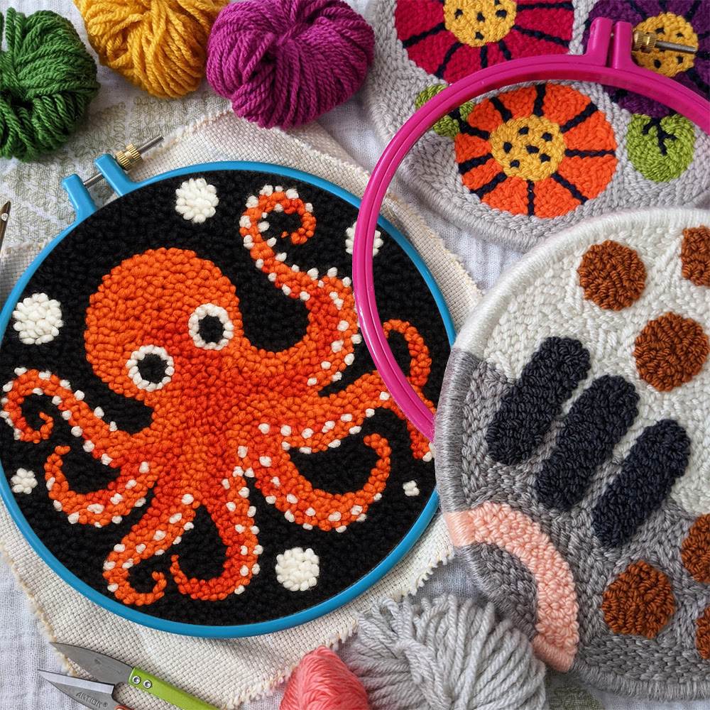 Funny Octopus Punch Needle Kit - Creative Handmade Coaster | Unique Home Decor - image 4