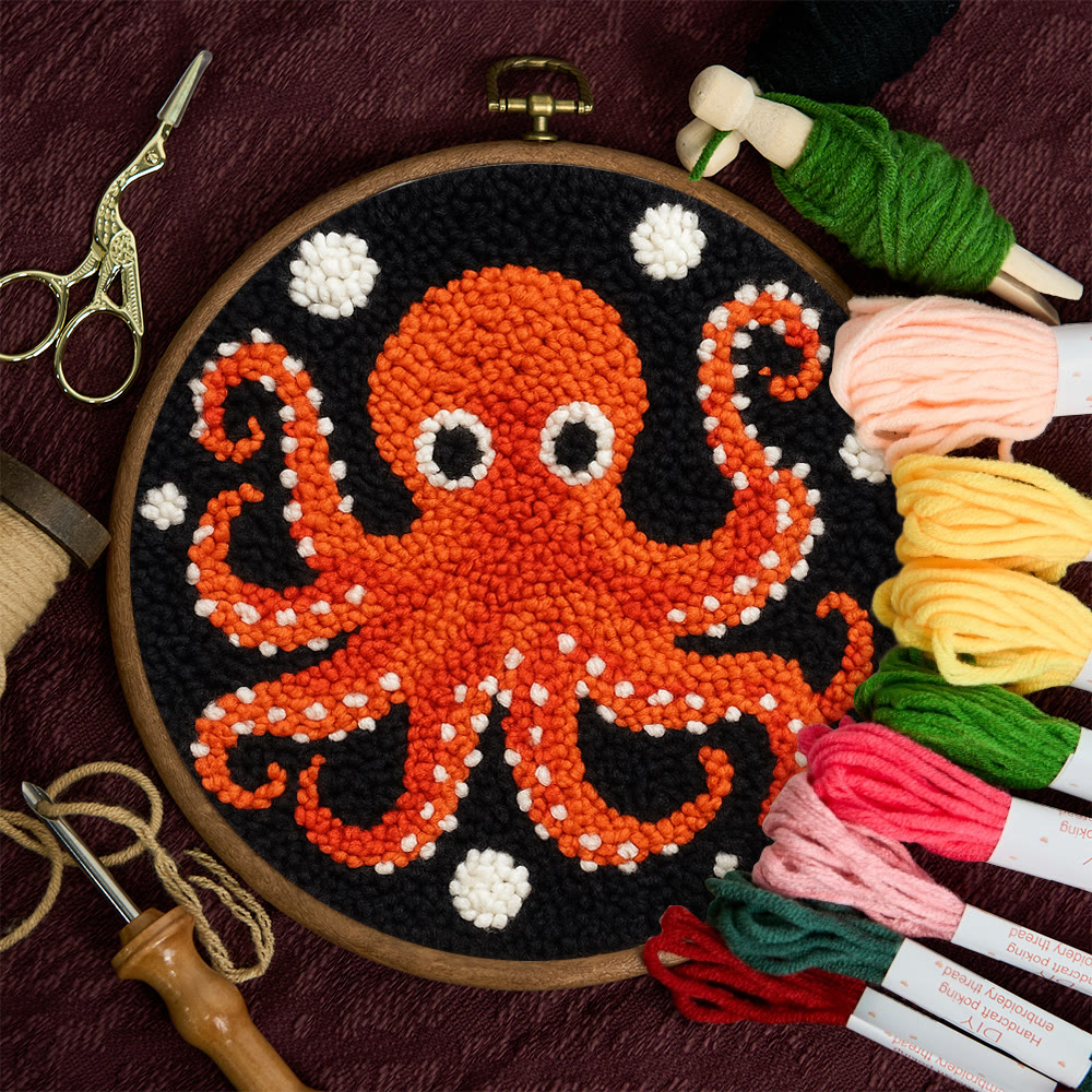 Funny Octopus Punch Needle Kit - Creative Handmade Coaster | Unique Home Decor - image 3