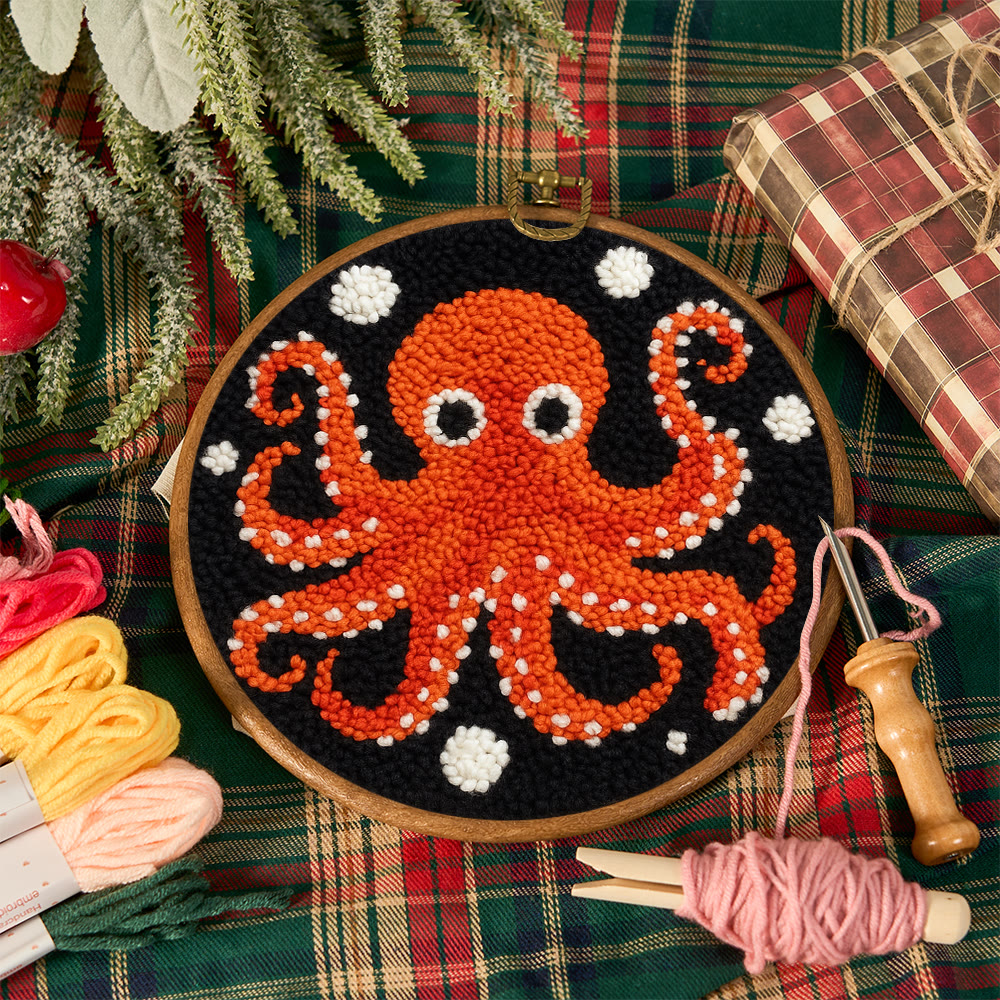 Funny Octopus Punch Needle Kit - Creative Handmade Coaster | Unique Home Decor - image 2