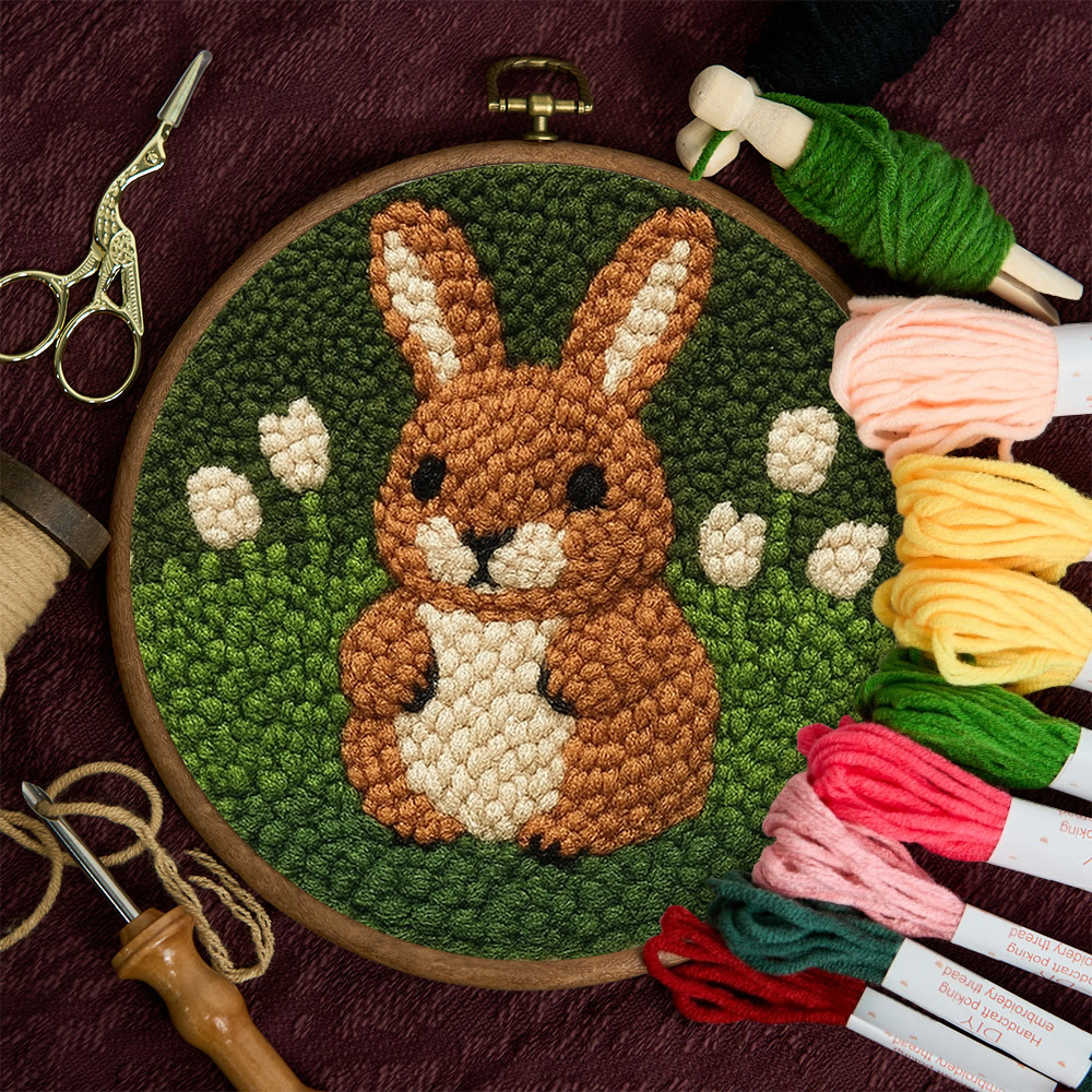 Adorable Bunny  Punch Needle Kit - Diy Christmas Craft | Perfect Birthday Handmade Gift  - image 3