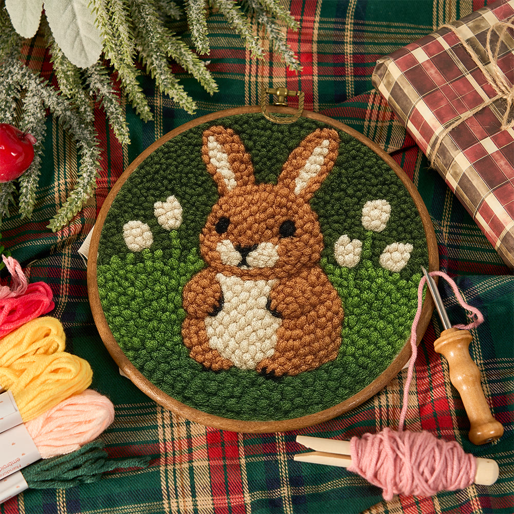 Adorable Bunny  Punch Needle Kit - Diy Christmas Craft | Perfect Birthday Handmade Gift  - image 2