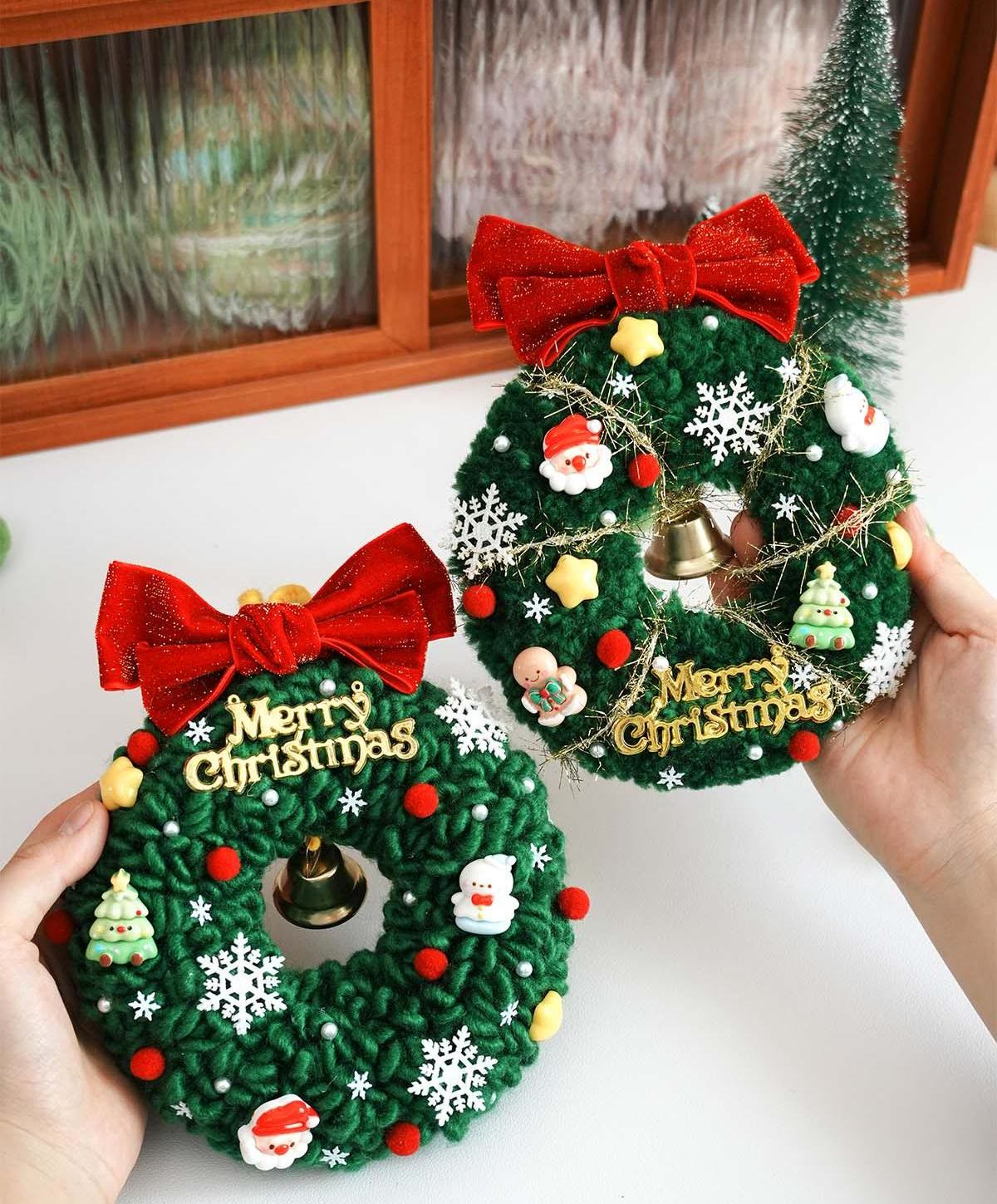 Christmas Wreath Punch Needle Kit - Unique Christmas Yarn Craft | Perfect Needlework For Home Ornament - image 2