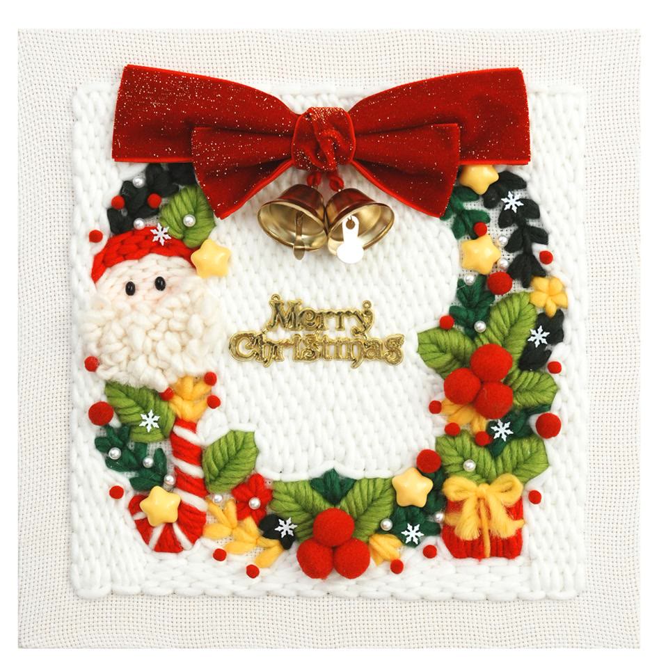 Christmas Series Square Punch Needle Kit - Personalized Needle Craft | Nice Christmas Decorative Gifts  - Christmas wreath - image 2
