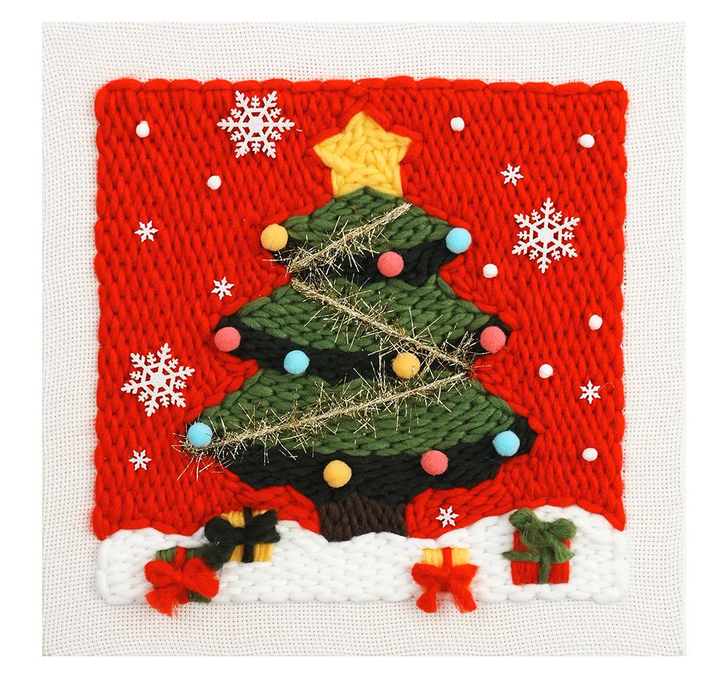 Christmas Series Square Punch Needle Kit - Personalized Needle Craft | Nice Christmas Decorative Gifts  - Christmas tree - image 3