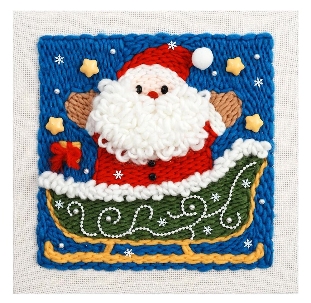 Christmas Series Square Punch Needle Kit - Personalized Needle Craft | Nice Christmas Decorative Gifts  - Santa Claus - image 1