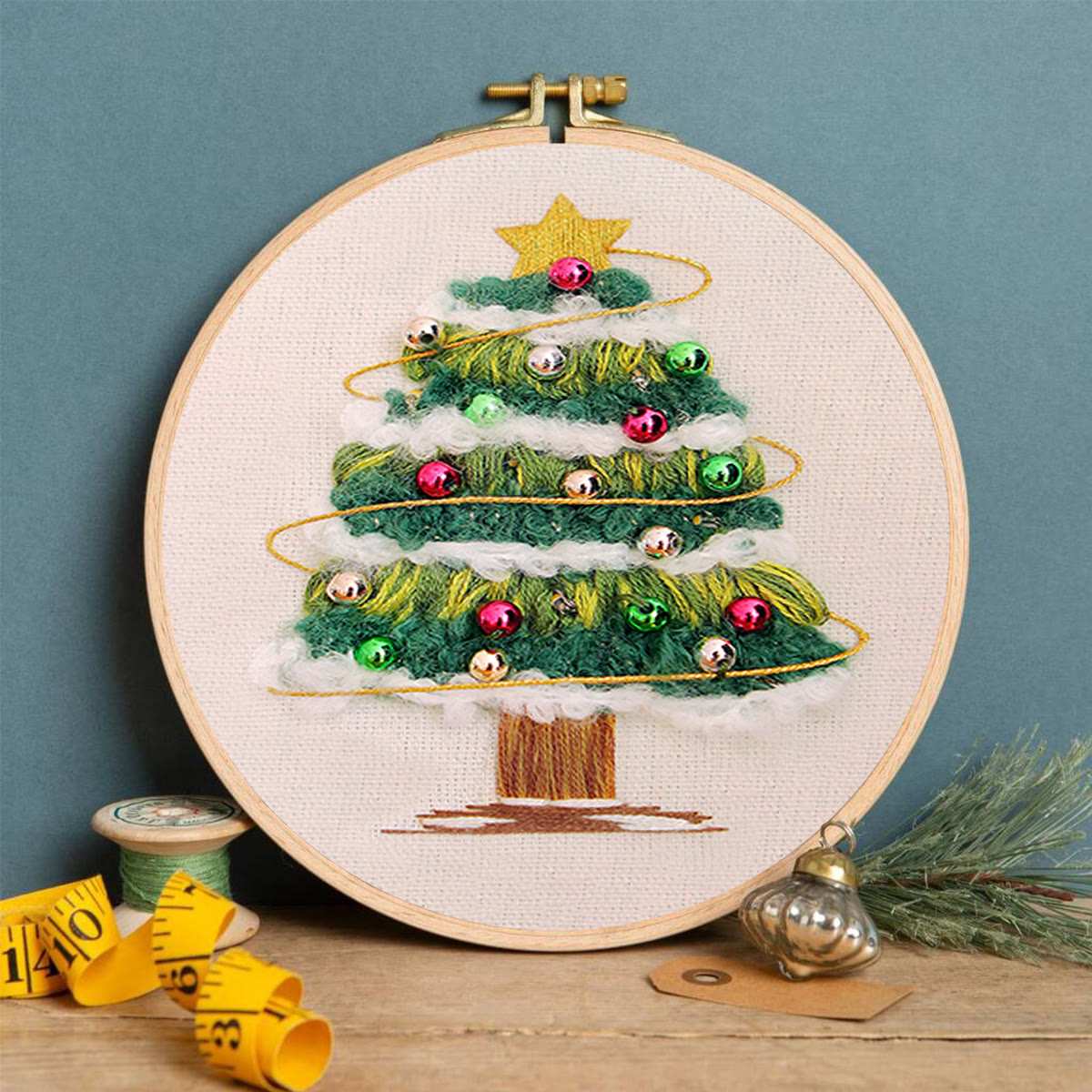 Rubbyoo Embroidery Kit - Shining Christmas Tree | Festive Holiday Decor | Perfect Needle Craft  - image 4