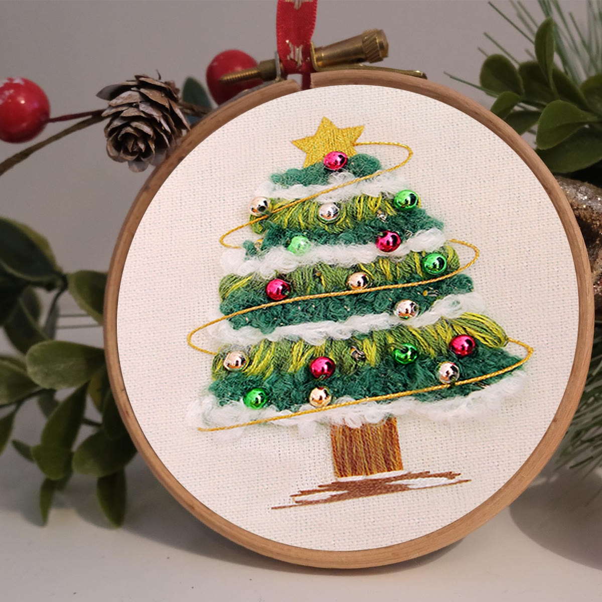 Rubbyoo Embroidery Kit - Shining Christmas Tree | Festive Holiday Decor | Perfect Needle Craft  - image 3