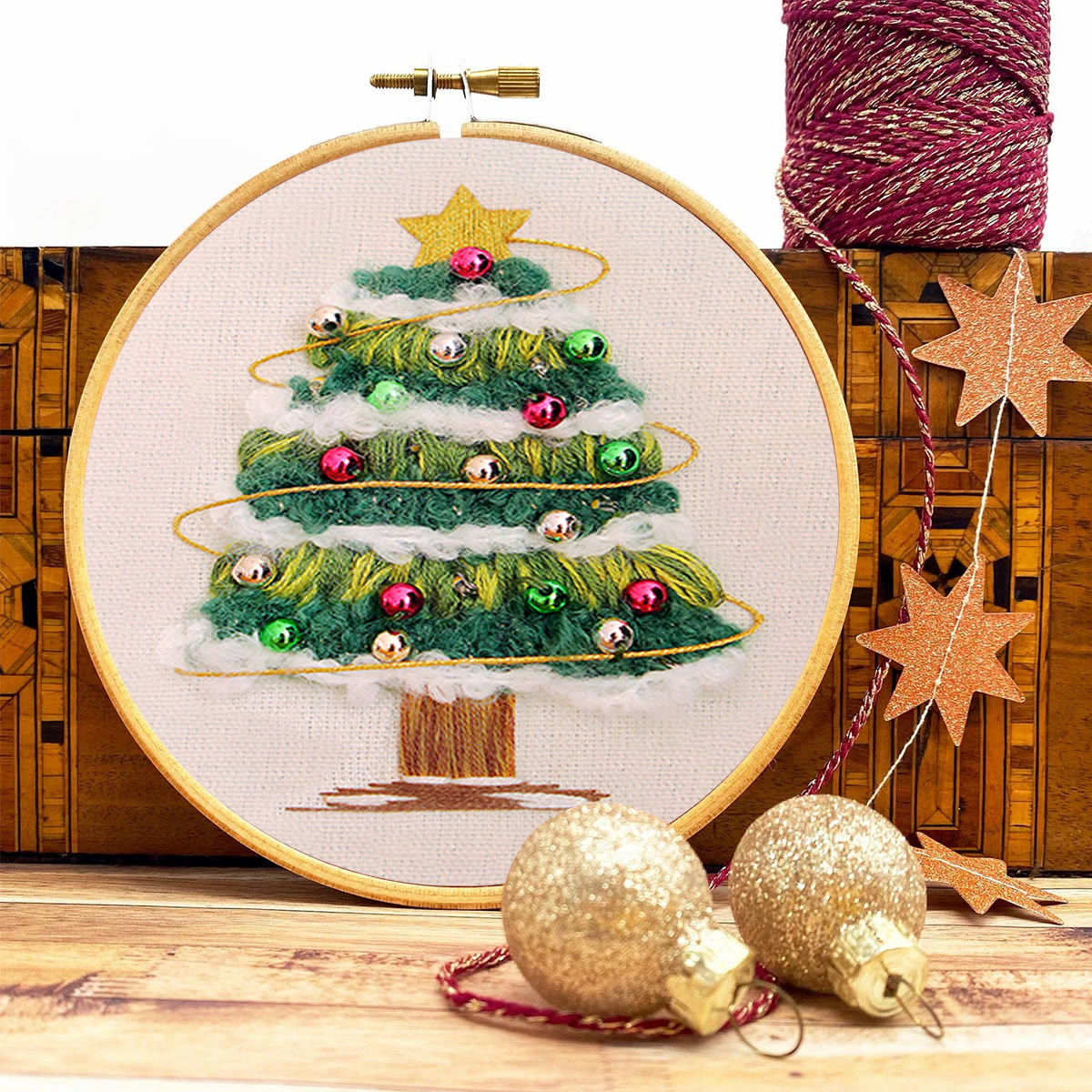 Rubbyoo Embroidery Kit - Shining Christmas Tree | Festive Holiday Decor | Perfect Needle Craft  - image 2