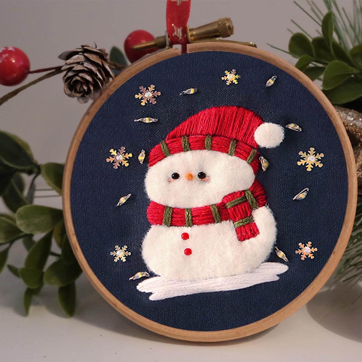 Rubbyoo Embroidery Kit - Cute Snowman | Diy Stitch Decorative Craft | Perfect Christmas Ornament - image 4