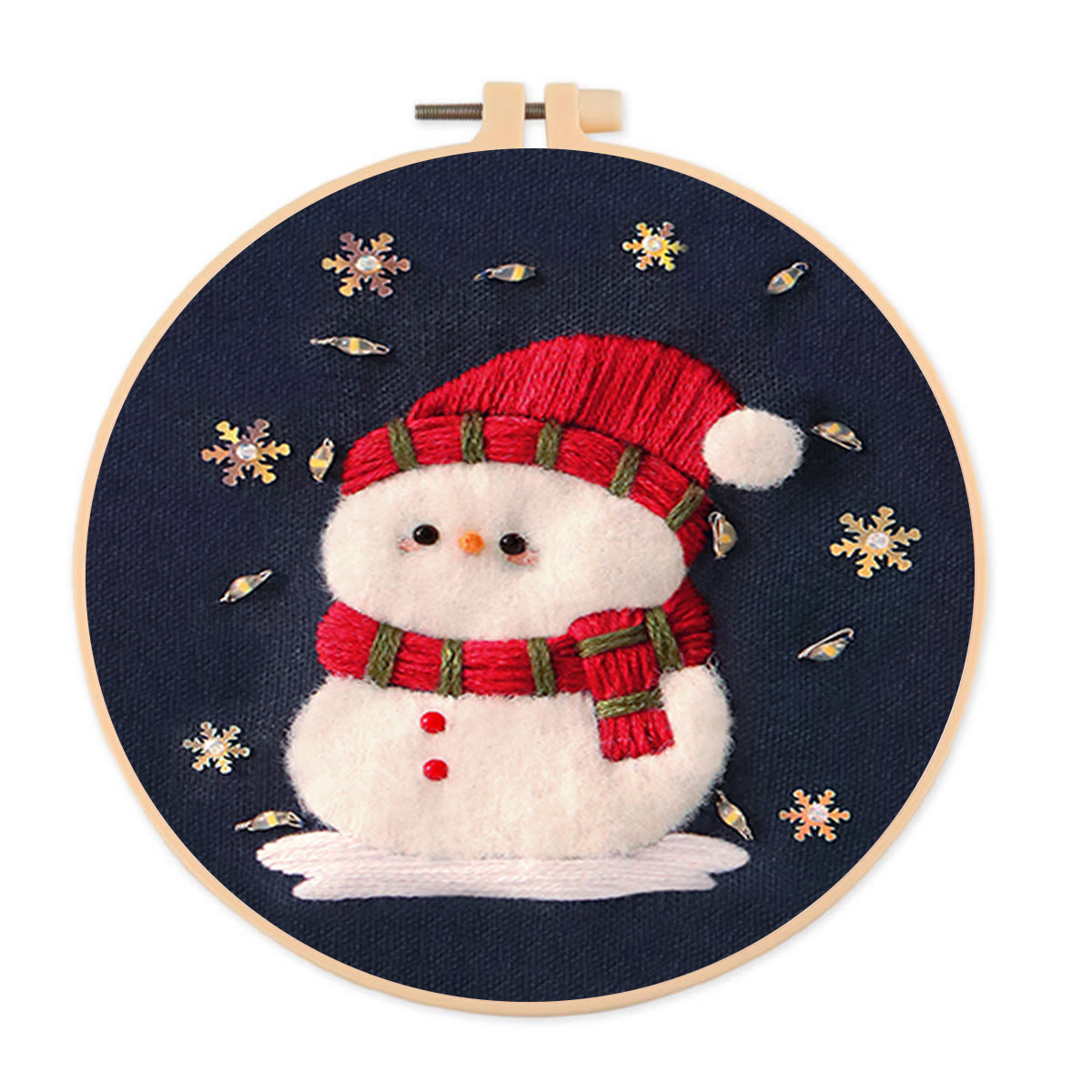 Rubbyoo Embroidery Kit - Cute Snowman | Diy Stitch Decorative Craft | Perfect Christmas Ornament - Cute Snowman Embroidery Kit - image 1