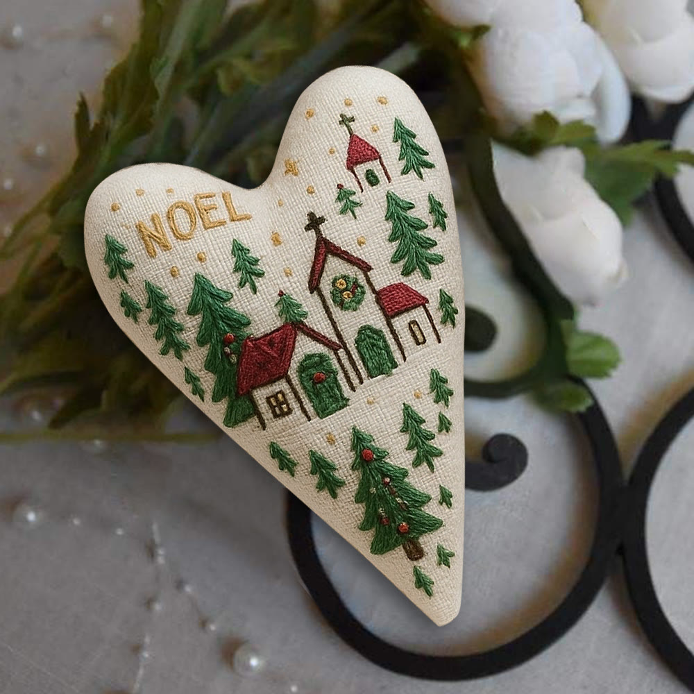 Rubbyoo Heart Embroidery Kit - Church | Christmas Decoration | Handmade Needle Artwork - image 2
