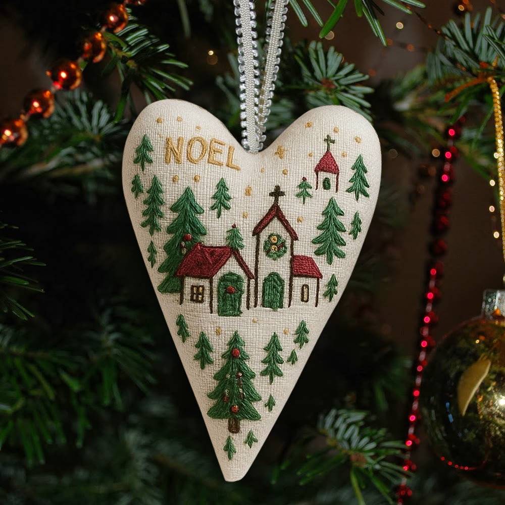 Rubbyoo Heart Embroidery Kit - Church | Christmas Decoration | Handmade Needle Artwork - image 1