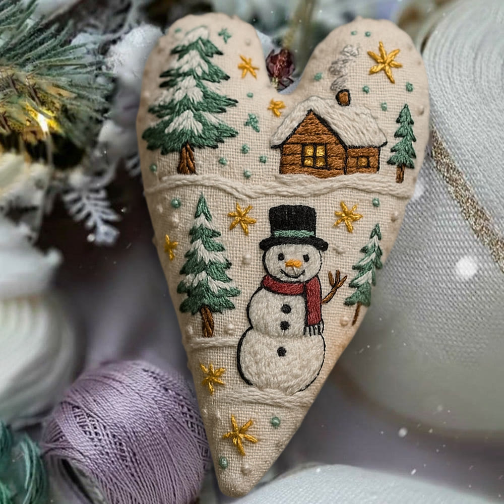 Rubbyoo Heart Embroidery Kit - Christmas Snowman | Winter Handmade Art | Diy Christmas Gift - image 3