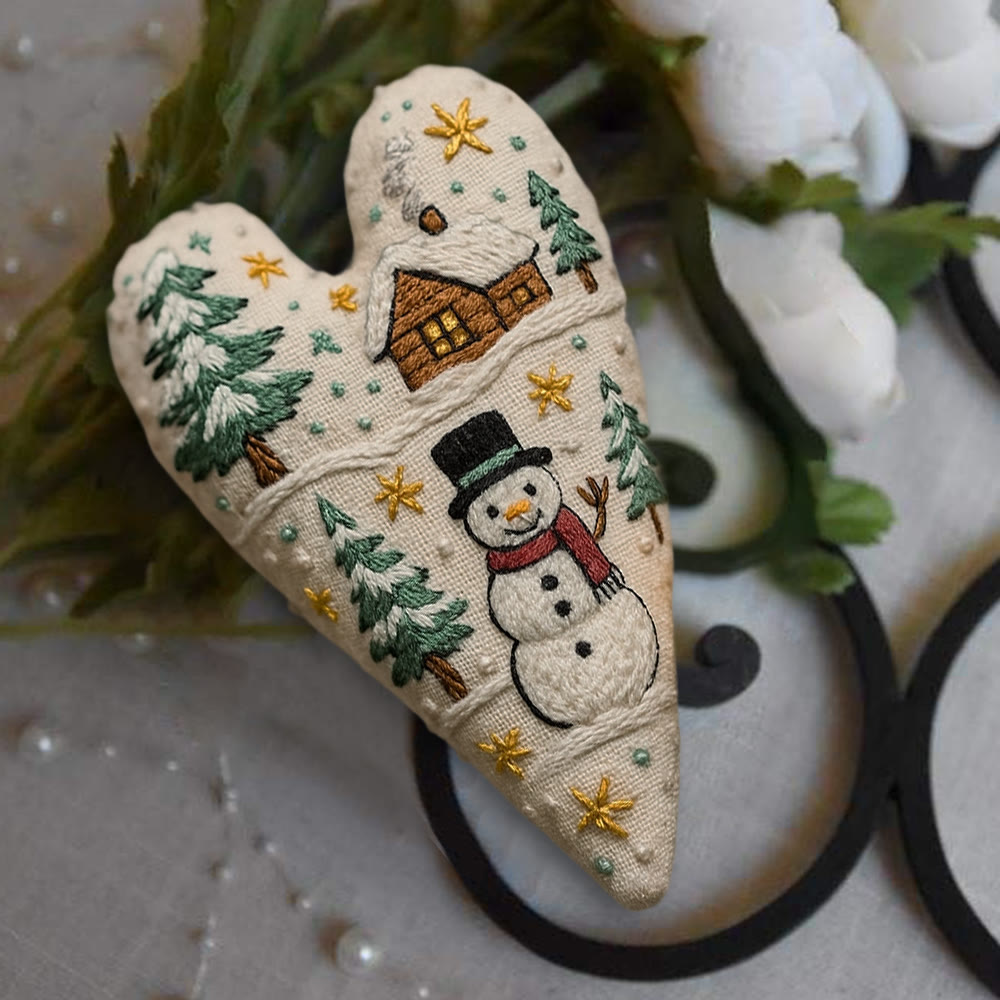 Rubbyoo Heart Embroidery Kit - Christmas Snowman | Winter Handmade Art | Diy Christmas Gift - image 2