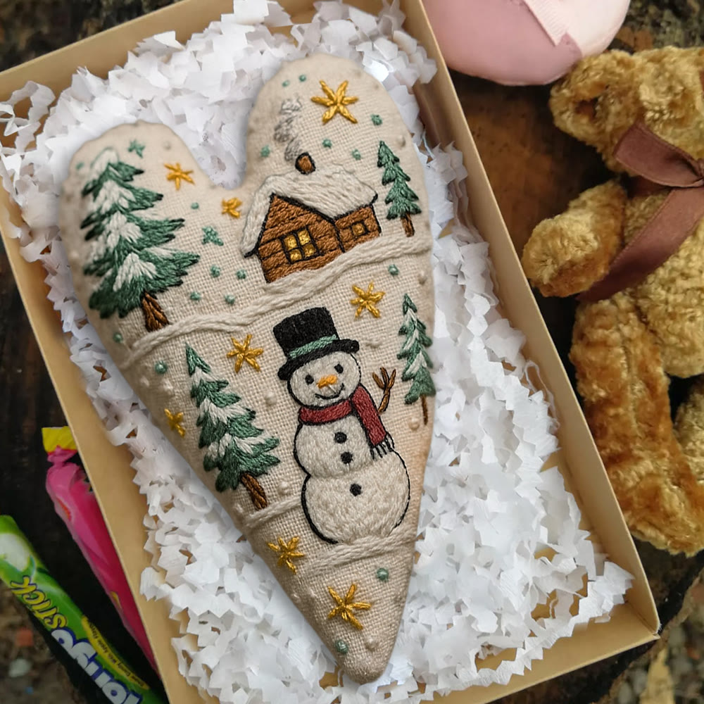 Rubbyoo Heart Embroidery Kit - Christmas Snowman | Winter Handmade Art | Diy Christmas Gift - image 4