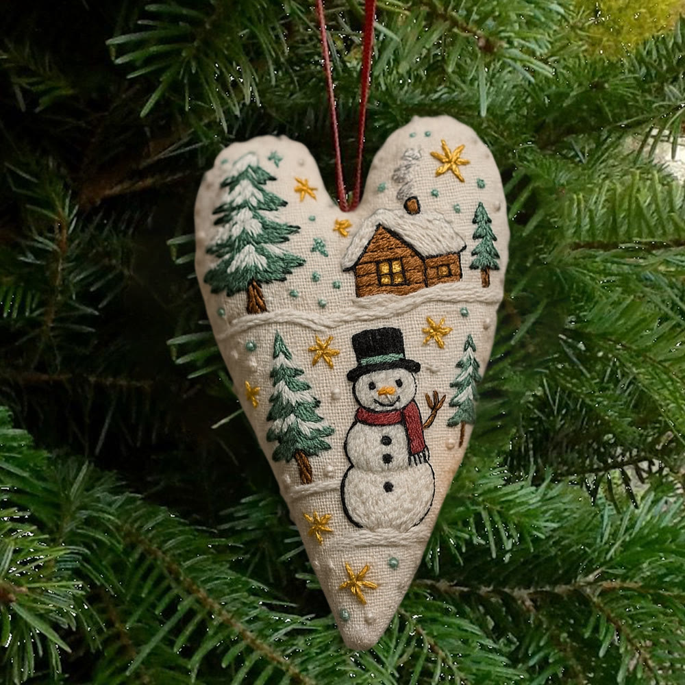 Rubbyoo Heart Embroidery Kit - Christmas Snowman | Winter Handmade Art | Diy Christmas Gift - image 1