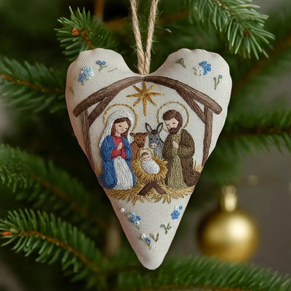 Rubbyoo Heart Embroidery Kit - Nativity Scene | Christmas Decoration | Meaningful Gift For Religious Enthusiasts - image 1
