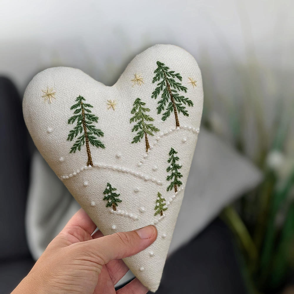 Rubbyoo Heart Embroidery Kit - Snowy Pine Forest | Winter Home Decor | Charming Gift For Nature Lovers - image 9