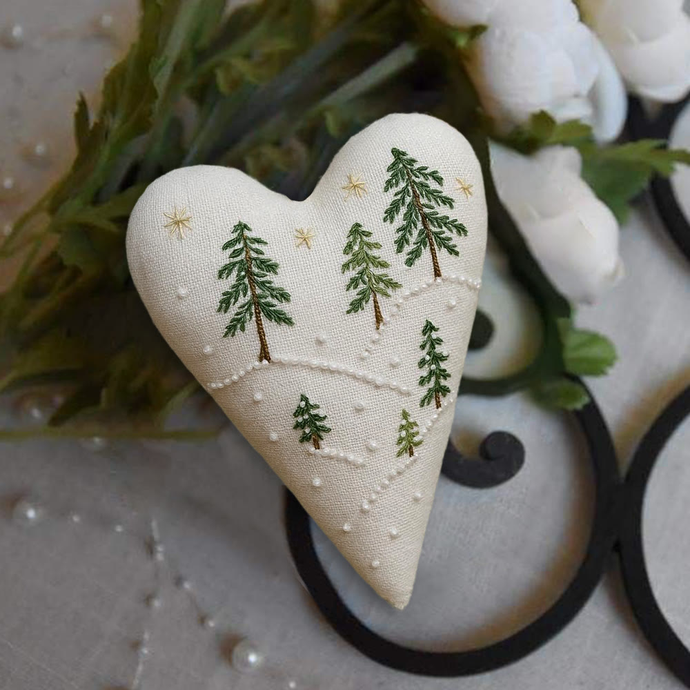 Rubbyoo Heart Embroidery Kit - Snowy Pine Forest | Winter Home Decor | Charming Gift For Nature Lovers - image 2