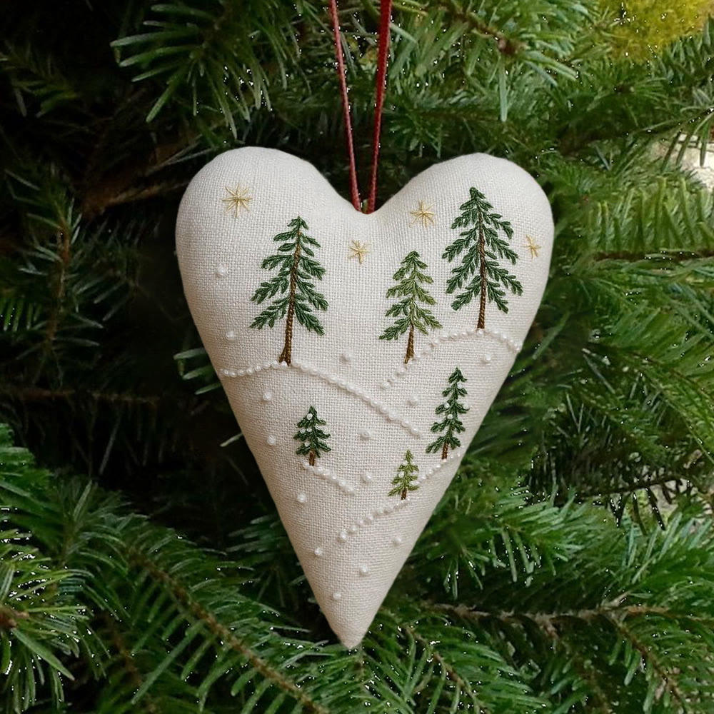 Rubbyoo Heart Embroidery Kit - Snowy Pine Forest | Winter Home Decor | Charming Gift For Nature Lovers - image 1