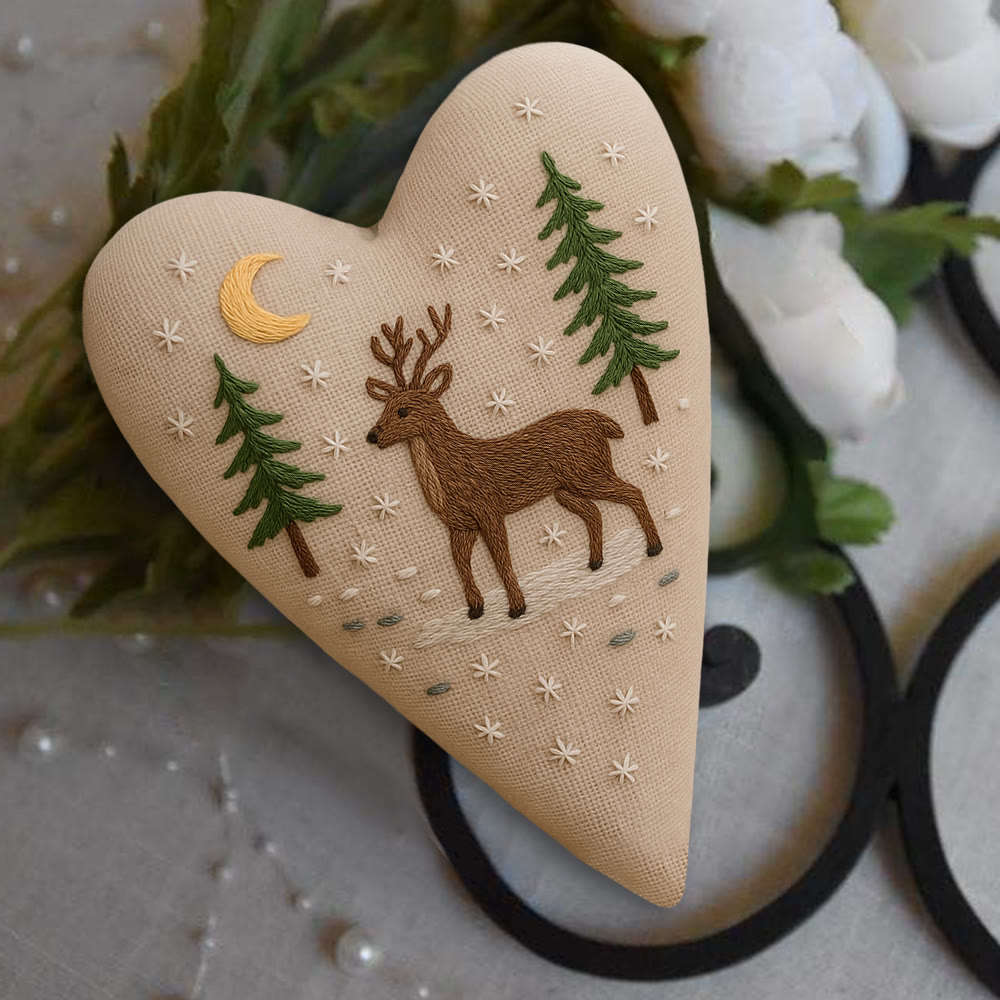 Rubbyoo Heart Embroidery Kit - Moonlit Deer | Winter Home Decor | Gift For Outdoor Enthusiasts - image 2